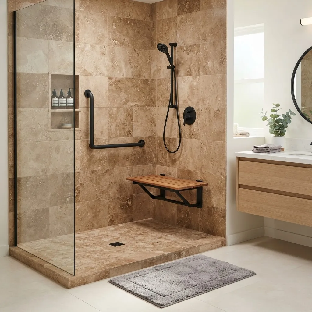 Accessible Mocha Tub-to-Shower