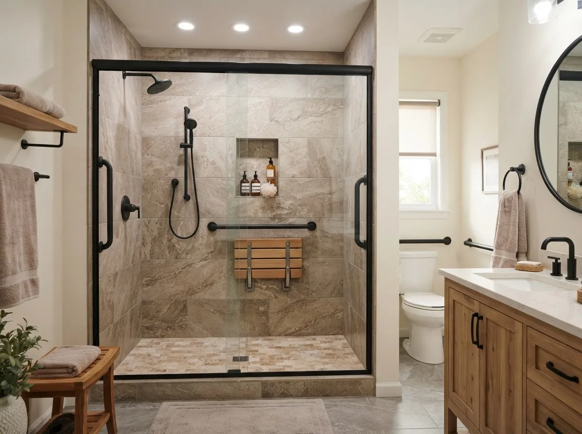 Accessible Tub-to-Shower in Mocha