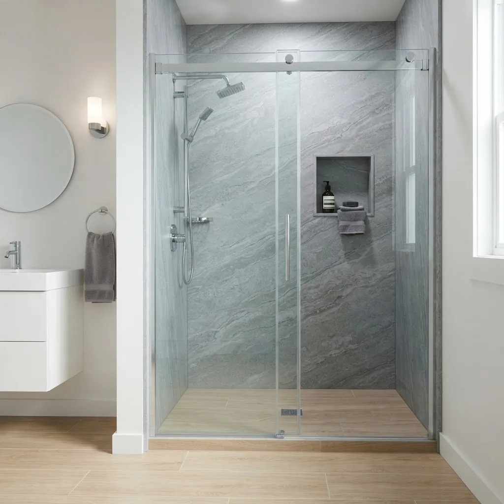 Silver Strata Alcove Shower